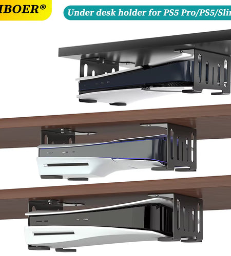 Under Desk Holder for Ps5/Pro/Slim Metal Horizontal Stealth Mount Support Compatible with PS5 Disc&Digital Edition Stand