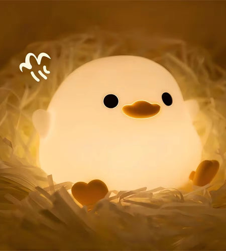 Duck Silicone Night Light for Children with Timer Usb Rechargeable Dimming Touch Lamp Sleeping Bedroom Cartoon Animal Decor Gift
