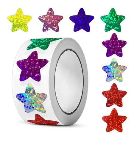 50-500Pcs Colorful Star Stickers for Kids Reward School Classroom Adhesive Holographic Star Stickers for Teachers DIY Craft